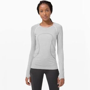 Lululemon Swiftly Tech Long-sleeve 2.0, tempo stripe black and white, size 6